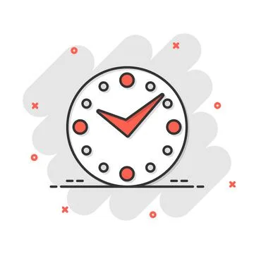 Clock icon in comic style. Watch cartoon vector illustration on white isolate Stockillustratie
