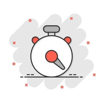 Clock icon in comic style. Watch cartoon vector illustration on white isolate Ilustración de archivo
