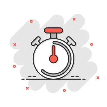 Clock icon in comic style. Watch cartoon vector illustration on white isolate Illustrazione stock