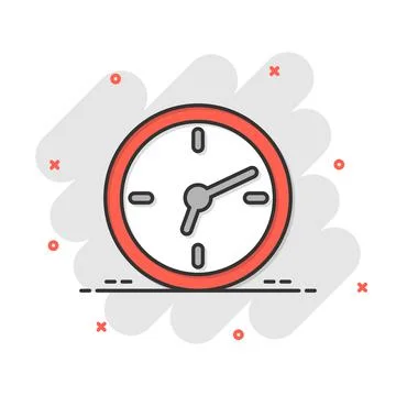 Clock icon in comic style. Watch cartoon vector illustration on white isolate Ilustración de archivo