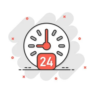 Clock icon in comic style. Watch cartoon vector illustration on white isolate Ilustración de archivo