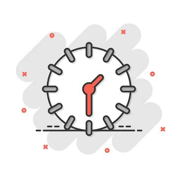 Clock icon in comic style. Watch cartoon vector illustration on white isolate Stockillustratie