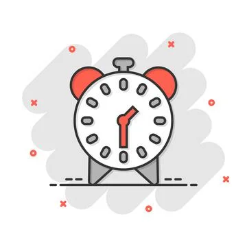 Clock icon in comic style. Watch cartoon vector illustration on white isolate Stock Illustration