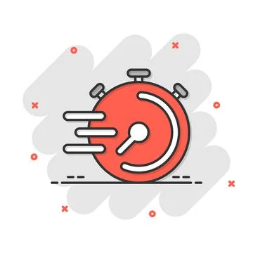 Clock icon in comic style. Watch cartoon vector illustration on white isolate Stock Illustration