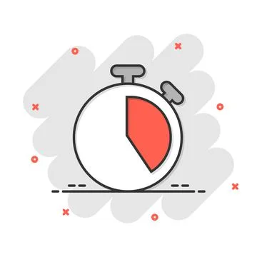 Clock icon in comic style. Watch cartoon vector illustration on white isolate Stockillustratie
