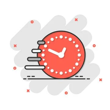 Clock icon in comic style. Watch cartoon vector illustration on white isolate 库存插图