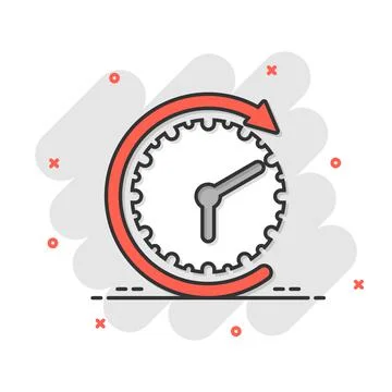 Clock icon in comic style. Watch cartoon vector illustration on white isolate 스톡 일러스트