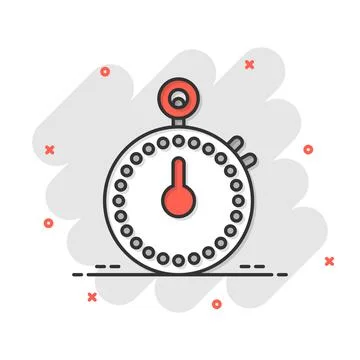 Clock icon in comic style. Watch cartoon vector illustration on white isolate 库存插图
