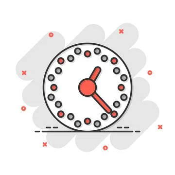 Clock icon in comic style. Watch cartoon vector illustration on white isolate Ilustración de archivo