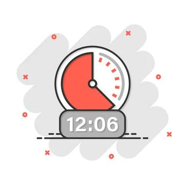 Clock icon in comic style. Watch cartoon vector illustration on white isolate Stock Illustration