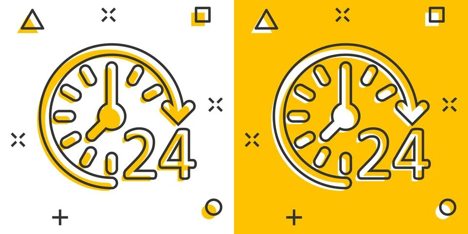 Clock icon in comic style. Watch cartoon vector illustration on white isolate 스톡 일러스트