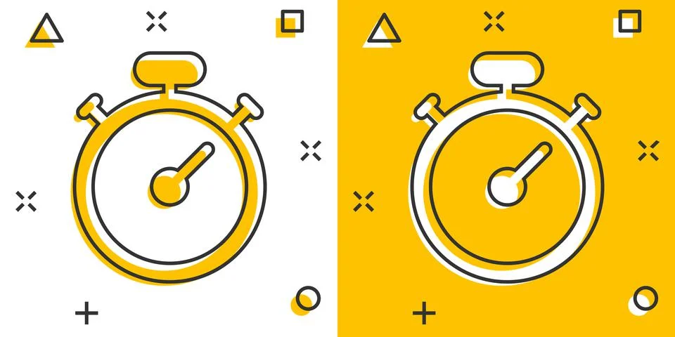 Clock icon in comic style. Watch cartoon vector illustration on white isolate Stockillustratie