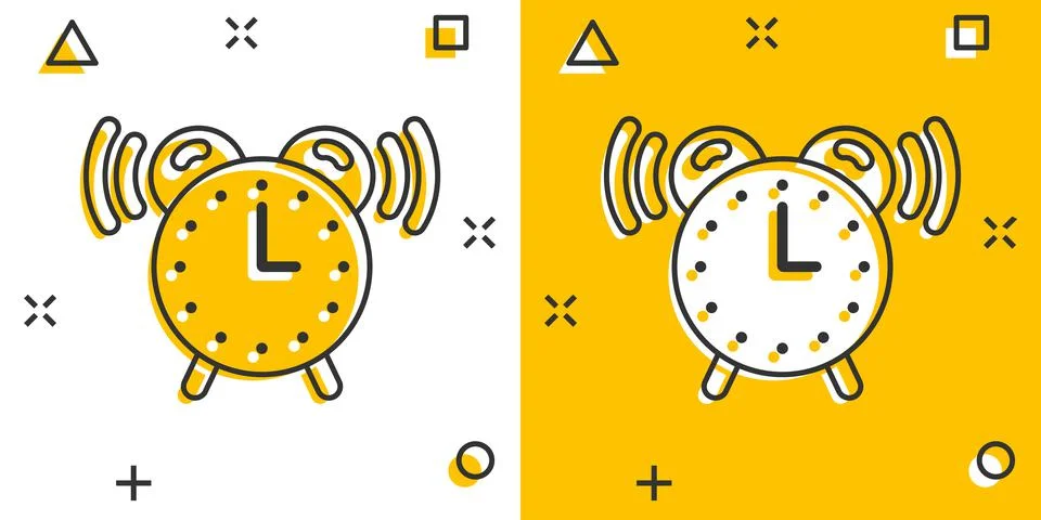 Clock icon in comic style. Watch cartoon vector illustration on white isolate Ilustración de archivo