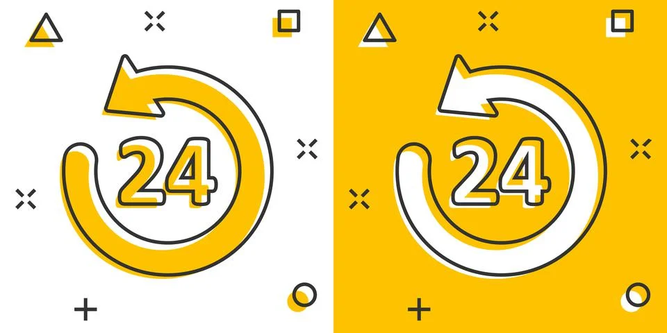 Clock icon in comic style. Watch cartoon vector illustration on white isolate 库存插图