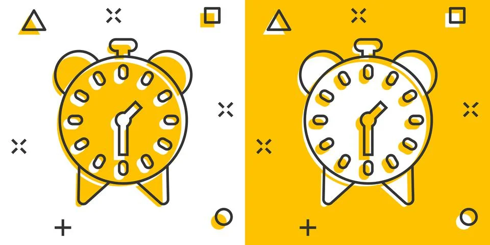 Clock icon in comic style. Watch cartoon vector illustration on white isolate Stockillustratie