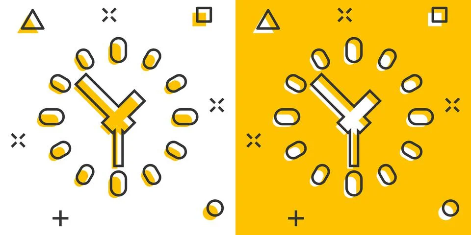 Clock icon in comic style. Watch cartoon vector illustration on white isolate Stockillustratie