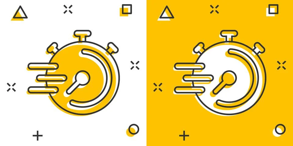 Clock icon in comic style. Watch cartoon vector illustration on white isolate Stockillustratie