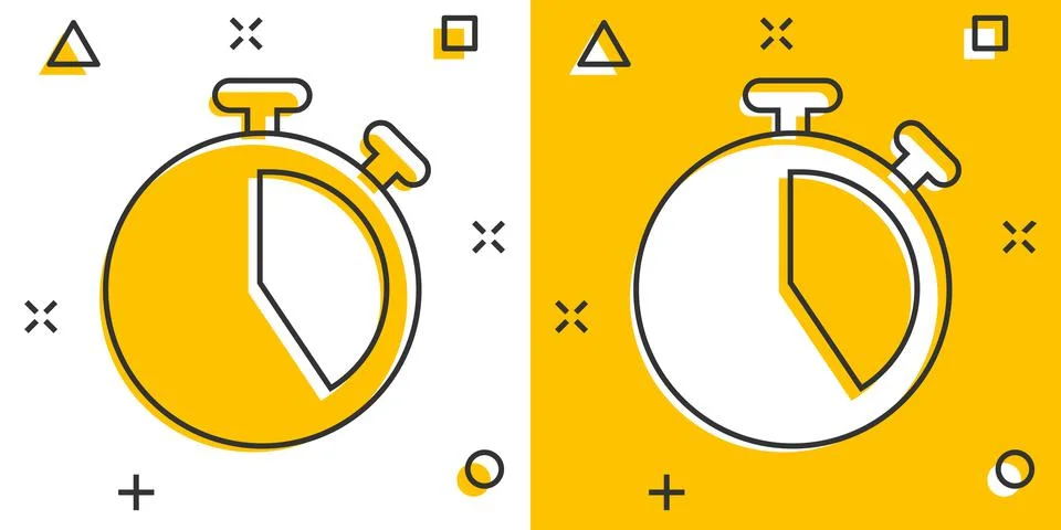 Clock icon in comic style. Watch cartoon vector illustration on white isolate Illustrazione stock
