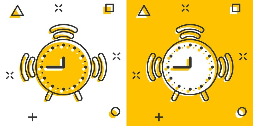 Clock icon in comic style. Watch cartoon vector illustration on white isolate Illustrazione stock