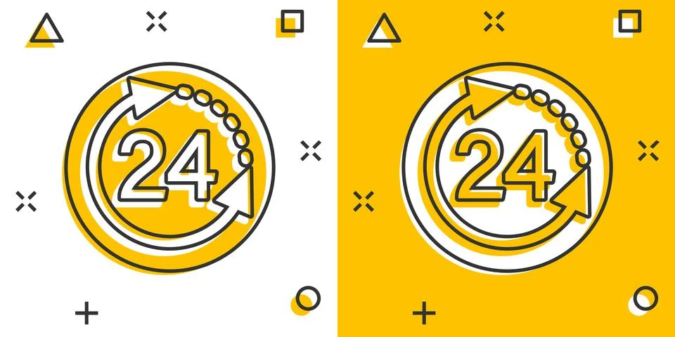 Clock icon in comic style. Watch cartoon vector illustration on white isolate Stock Illustration