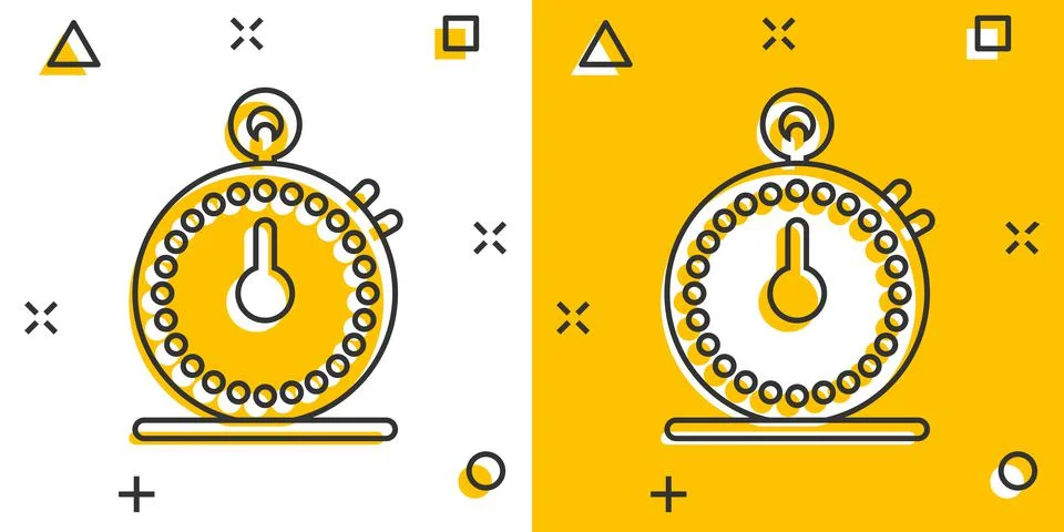 Clock icon in comic style. Watch cartoon vector illustration on white isolate Stockillustratie
