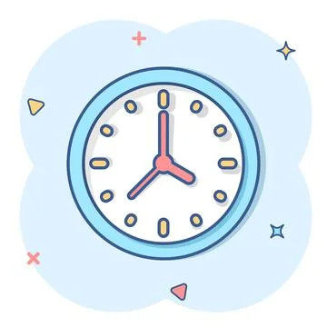Clock icon in comic style. Watch cartoon vector illustration on white isolate Stockillustratie