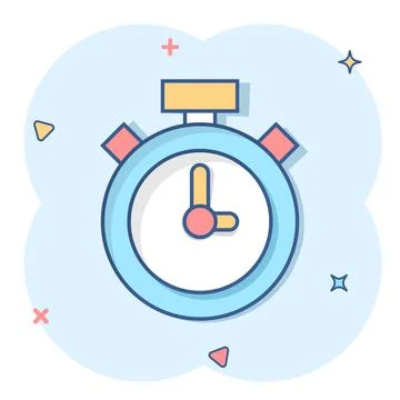 Clock icon in comic style. Watch cartoon vector illustration on white isolate Stock Illustration