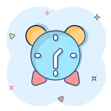 Clock icon in comic style. Watch cartoon vector illustration on white isolate Ilustración de archivo