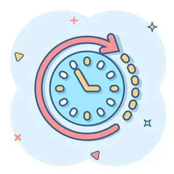 Clock icon in comic style. Watch cartoon vector illustration on white isolate 스톡 일러스트