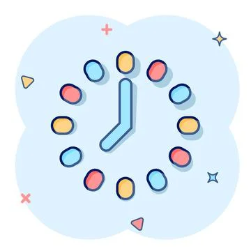 Clock icon in comic style. Watch cartoon vector illustration on white isolate Stockillustratie