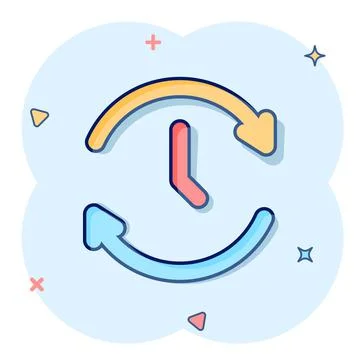 Clock icon in comic style. Watch cartoon vector illustration on white isolate 스톡 일러스트