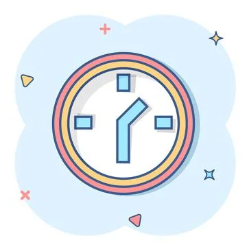 Clock icon in comic style. Watch cartoon vector illustration on white isolate Stockillustratie