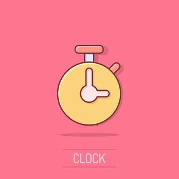 Clock icon in comic style. Watch cartoon vector illustration on isolated ba.. Stockillustratie
