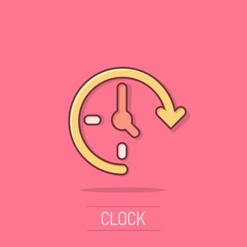 Clock icon in comic style. Watch cartoon vector illustration on isolated ba.. Ilustración de archivo