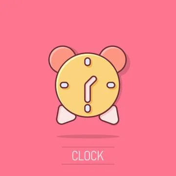 Clock icon in comic style. Watch cartoon vector illustration on isolated ba.. Stockillustratie