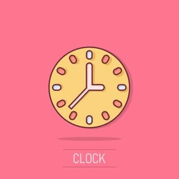 Clock icon in comic style. Watch cartoon vector illustration on isolated ba.. 스톡 일러스트