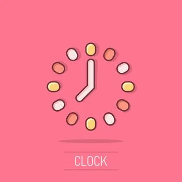 Clock icon in comic style. Watch cartoon vector illustration on isolated ba.. Stockillustratie
