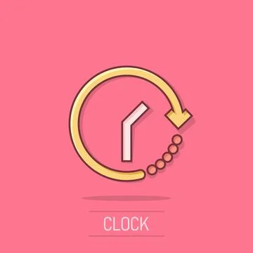 Clock icon in comic style. Watch cartoon vector illustration on isolated ba.. Illustrazione stock