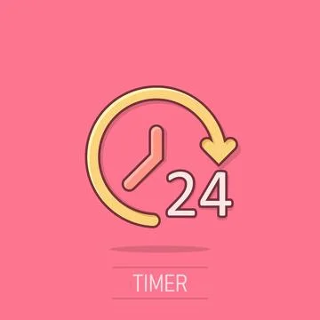Clock icon in comic style. Watch cartoon vector illustration on isolated ba.. 库存插图
