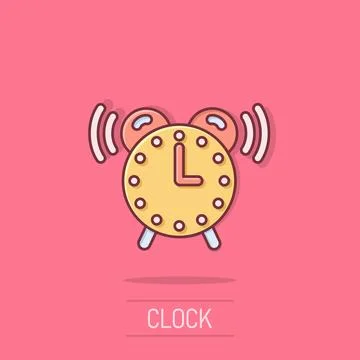 Clock icon in comic style. Watch cartoon vector illustration on isolated ba.. Illustrazione stock