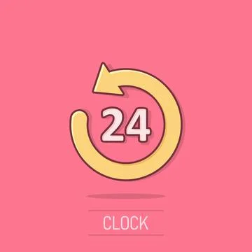 Clock icon in comic style. Watch cartoon vector illustration on isolated ba.. Ilustración de archivo