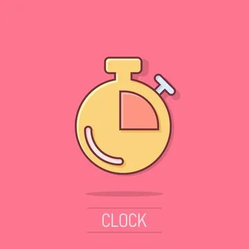Clock icon in comic style. Watch cartoon vector illustration on isolated ba.. 库存插图