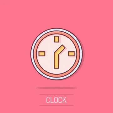 Clock icon in comic style. Watch cartoon vector illustration on isolated ba.. Stockillustratie