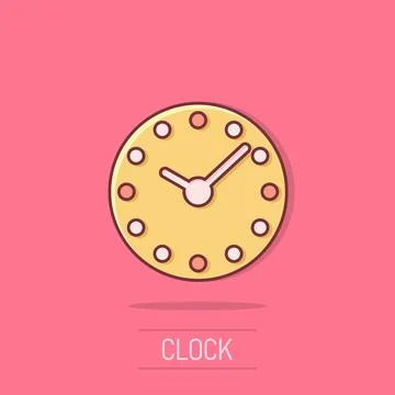 Clock icon in comic style. Watch cartoon vector illustration on isolated ba.. Stockillustratie