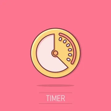 Clock icon in comic style. Watch cartoon vector illustration on isolated ba.. Ilustración de archivo