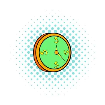Clock icon in comics style Stock Illustration
