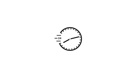 Clock icon countdown 24 hour day fast speed animation. clock with moving ar.. Stock Footage 303031348