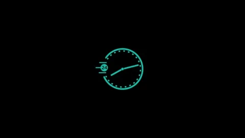 Clock icon countdown 24 hour day fast speed animation. clock with moving ar.. Stock Footage 303031355