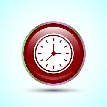 Clock Icon Design Illustration, Watch Icon For Apps and Websites, Red Color.. Stock Illustration