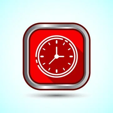 Clock Icon Design Illustration, Watch Icon For Apps and Websites, Red Shado.. Stock Illustration